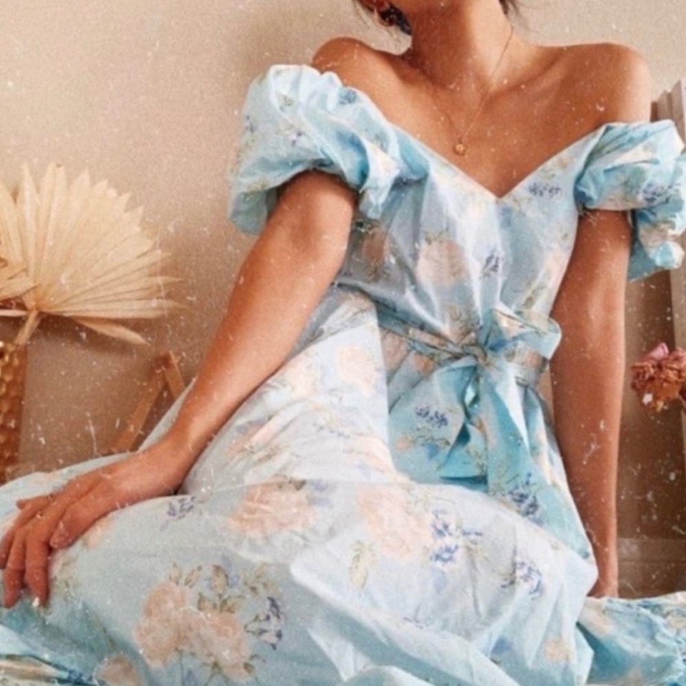 LoveShackFancy x Target Estelle Puff Sleeve Dress - Blue Floral